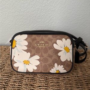 Coach Jamie Brown and White Floral Crossbody Bag